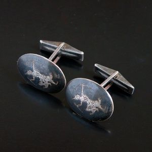 Vtg Siam Cufflinks Sterling Silver Thai Dancers
